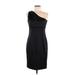 Calvin Klein Cocktail Dress - Party One Shoulder Sleeveless: Black Solid Dresses - Women's Size 8