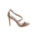 Steve Madden Heels: Slip-on Stilleto Cocktail Party Tan Print Shoes - Women's Size 9 1/2 - Open Toe