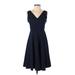 Gal Meets Glam Casual Dress - Party V Neck Sleeveless: Blue Print Dresses - New - Women's Size 0