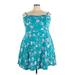 Torrid Casual Dress - A-Line Sweetheart Sleeveless: Teal Print Dresses - Women's Size 3X Plus