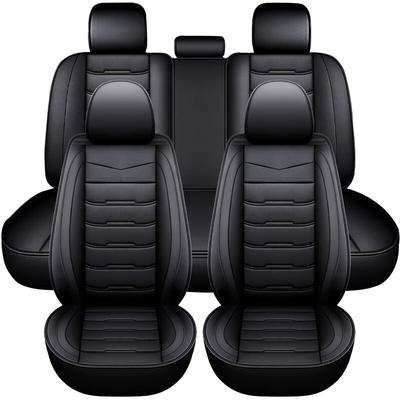 Drillpro - Universal Autositzbezug 5-Sitzer PU-Leder Sitzkissen Schwarz Fantablau