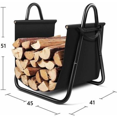 Bc-elec - HMFR-10 Schwarzer Stahl Holzspeicher 46X41X51CM, Korb für Brennholz, Blocklager Image