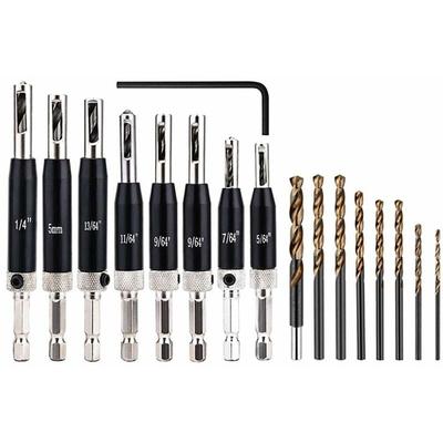 Scharnierbohrer-Set, 16-teilig, selbstzentrierende HSS-Scharnierbohrer für Holztüren, Fenster, Image