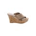 Charles by Charles David Wedges: Slip-on Platform Boho Chic Tan Print Shoes - Women's Size 4 - Open Toe