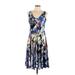 Creation Casual Dress - A-Line: Blue Graphic Dresses - Women's Size Large