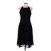 Anne Klein Casual Dress - Party High Neck Sleeveless: Black Solid Dresses - Women's Size 6