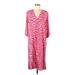 Zara Casual Dress - Shift V-Neck 3/4 sleeves: Pink Dresses - Women's Size Medium