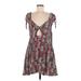 Free People Casual Dress - A-Line Plunge Short sleeves: Red Dresses - Women's Size Medium