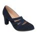 Refurbished Journee Collection Womens Loren Stacked Heel Pumps - Navy 9 Medium