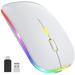 Update PC Mouse Wireless LED Rechargeable Quiet Wireless Mouse Laptop Mouse 2.4 G USB Mice with USB Receiver Type C Compatibility with Computer/PC/Tablet Green