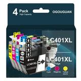 LC401XL Ink Cartridge for Brother LC401 LC401XL for Brother Printer MFCJ-1010DW MFC-J1170DW MFC-J1012DW (Black Cyan Magenta Yellow 4 Pack)