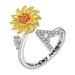 Quinlirra Easter Rings for Women Clearance Sunflower Rotating Ring 26 Letter Ring Sunflower Rotating Open Ring To Decompress Anxiety Ring Female