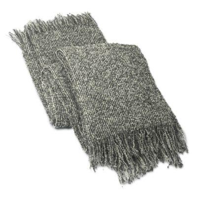 Cozy Grey,'Hand Woven Grey Boucle Alpaca Blend Thr...