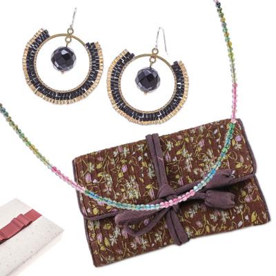Just for Her,'Curated Gift Set with Necklace Earrings and Jewelry Roll'
