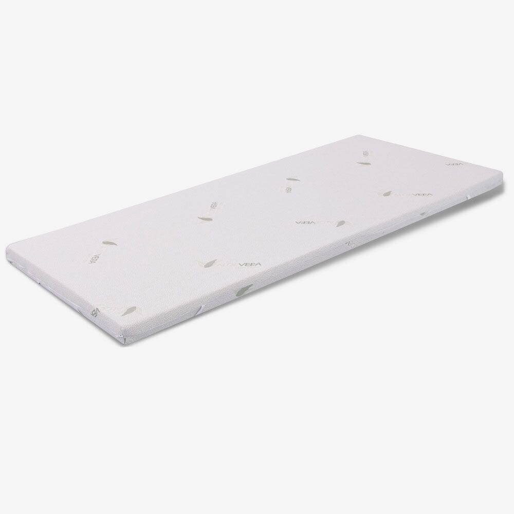 MiaSuite Topper aus Waterfoam 80x200 - 3 cm hoch, abziehbar, Gewebe Aloe Vera| Matratzenauflage H3 Image