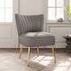 Grey Modern Armless Wingback Accent Chair with Gold Legs