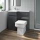 Grey Gloss Bathroom Furniture Vanity Unit Basin Toilet Unit Combination 900mm Left Hand with Royan Toilet Pan - Grey