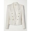 L'Agence - Brooke Double-breasted Metallic Cotton-blend Bouclé-tweed Blazer - Off-white