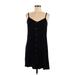 H&M Casual Dress - A-Line V-Neck Sleeveless: Black Solid Dresses - Women's Size 6