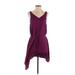 RACHEL Rachel Roy Casual Dress - Mini V Neck Sleeveless: Burgundy Solid Dresses - Women's Size X-Small