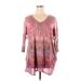 One World Casual Dress - Shift V Neck 3/4 sleeves: Pink Dresses - Women's Size 1X