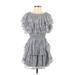 MISA Los Angeles Casual Dress - Popover: Gray Acid Wash Print Dresses - Women's Size X-Small