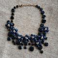 J. Crew Jewelry | J.Crew Midnight Floral Navy Blue Cascading Floral Necklace | Color: Blue | Size: Os