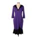 Homeyee Casual Dress - Sheath V Neck 3/4 sleeves: Purple Solid Dresses - Women's Size 10