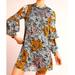 Anthropologie Dresses | Anthropologie Ranna Gill Floral Flutter Tunic Dress | Color: Black/Orange | Size: M