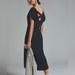 Anthropologie Dresses | Anthropologie Daily Practice Ribbed Jersey Crisscross Midi Dress Size Xlp | Color: Black | Size: Xlp
