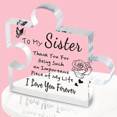 1pc, Sister Gifts From Sister, Birthday Gifts For Sister, Sisters Gifts Puzzle Block Engraved Acrylic Plaque, Christmas For Sisters From Sisters Brother