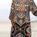 Plus Size Casual Dress, Women's Plus Tile Print Eyelet Embroidered Round Neck Tank Dress