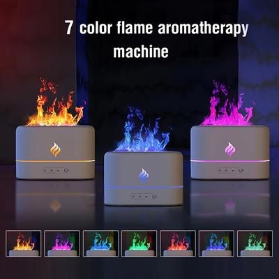 1pc 7 Colors Flame Simulation Ultrasonic Humidifier With Aromatherapy And Lighting - Usb Powered Essential Oil Diffuser For Bedroom And Travel