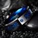 1pc Men's Ring With Black Dragon Pattern, Blue, Red And Green Carbon Fiber Inlay, Made Of Stainless Steel, Couple Ring