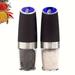 1/2pcs Gravity Electric Pepper And Salt Grinder Set, Adjustable Coarseness, Battery Powered With Led Light, 1 Hand Automatic Operation, Stainless Steel Black 7.8inch/2inch