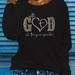 God Print Crew Neck T-shirt, Casual Long Sleeve T-shirt For Spring & Fall, Women's Clothing