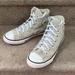 Converse Shoes | Converse Chuck Taylor All Star Girls Silver Side Zip Hi-Top Sneakers Shoe Size 4 | Color: Cream/Tan | Size: 4g