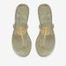 Tory Burch Shoes | Like New! Tory Burch Mini Miller Jelly Flat Thong Sandal - Green/Gold - With Box | Color: Gold/Green | Size: 7