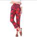 J. Crew Pants & Jumpsuits | J. Crew Pants Pull-On Drapey Trousers Red Lattice Floral Print Ankle Size 6 | Color: Blue/Red | Size: 6
