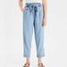 American Eagle Outfitters Pants & Jumpsuits | American Eagle High-Waisted Paperbag Denim Pants With Relaxed Tie Waist | Color: Blue | Size: L