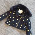 Kate Spade Jackets & Coats | Kate Spade Foil Dot Moto Jacket Faux Fur Collar | Color: Black/Gold | Size: 18mb