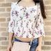 American Eagle Outfitters Tops | American Eagle White Smocked Floral Cottagecore White Top Bell 3/4 Sleeves Boho | Color: Pink/White | Size: M