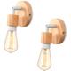 Wottes - 2x Applique Murale Interieur Industrielle en Bois en Métal E27 Orientable Lampe Murale