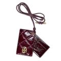 Tory Burch Womens 153335 Willa Patent Leather Diamond Quilted Shine Lanyard Wallet, Fig Jam Purple, 690 Fig Jam, Willa Matte Medium Card Wallet