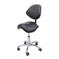 RUVANE Medical Dental Saddle Stool Chair White Black, Rolling Chair with Back Support, Ergonomic Salon Saddle Chair on Wheels with Hydraulic Lift (Color : Black) Star of Light