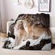 3D Animals Fleece Blanket Queen Size Throws for Sofas Fluffy Soft Warm Blanket for Sofa Couch Bed - Flannel Blanket for Camping Bedspreads Large 220x240 cm Wolf