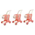 Vaguelly 3 Pcs Simulation Shopping Cart Trolley Toys for Kids Toddler Grocery Cart Kids Trolley Toy Supermarket Toys for Girls Toy Shopping Carts Mini Pink Plastic Baby Child