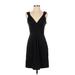 BCBGMAXAZRIA Casual Dress - Party Plunge Sleeveless: Black Print Dresses - Women's Size 0
