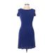 Moda International Casual Dress - Sheath: Blue Solid Dresses - Women's Size X-Small