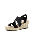 BKYWJTR6 Women Fashion Summer Cool Casual Wedge Sandals Elastic Ankle Strap Open Toe Dress Shoes, black, 9 UK